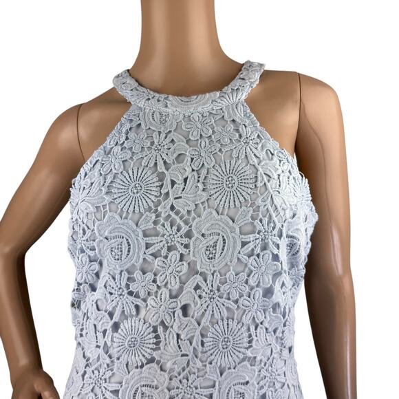 Lulus Love Poem Women Light Blue Lace Sleeveless Cocktail Sheath Dress M - Picture 3 of 7